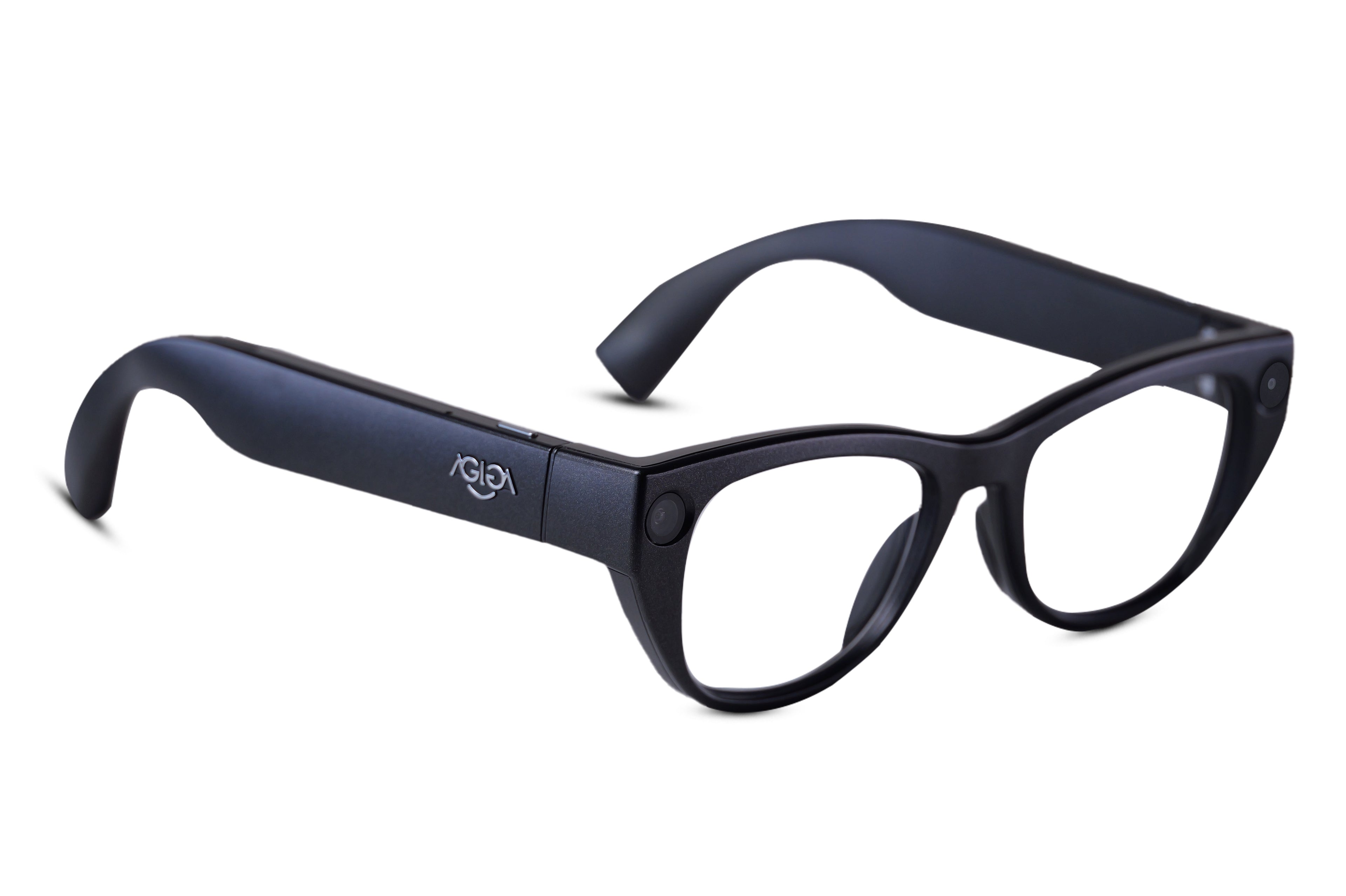 Black eyeglasses on a white background